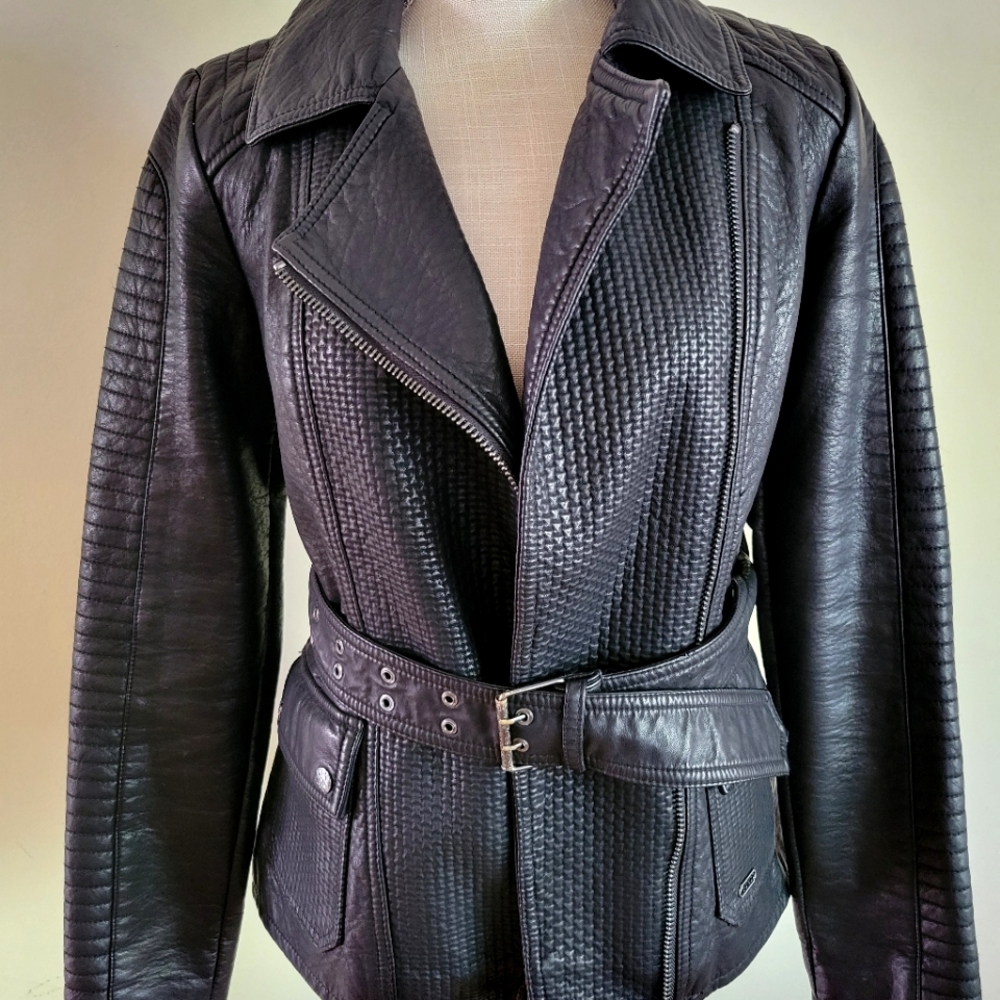 Black leather Guess jacket